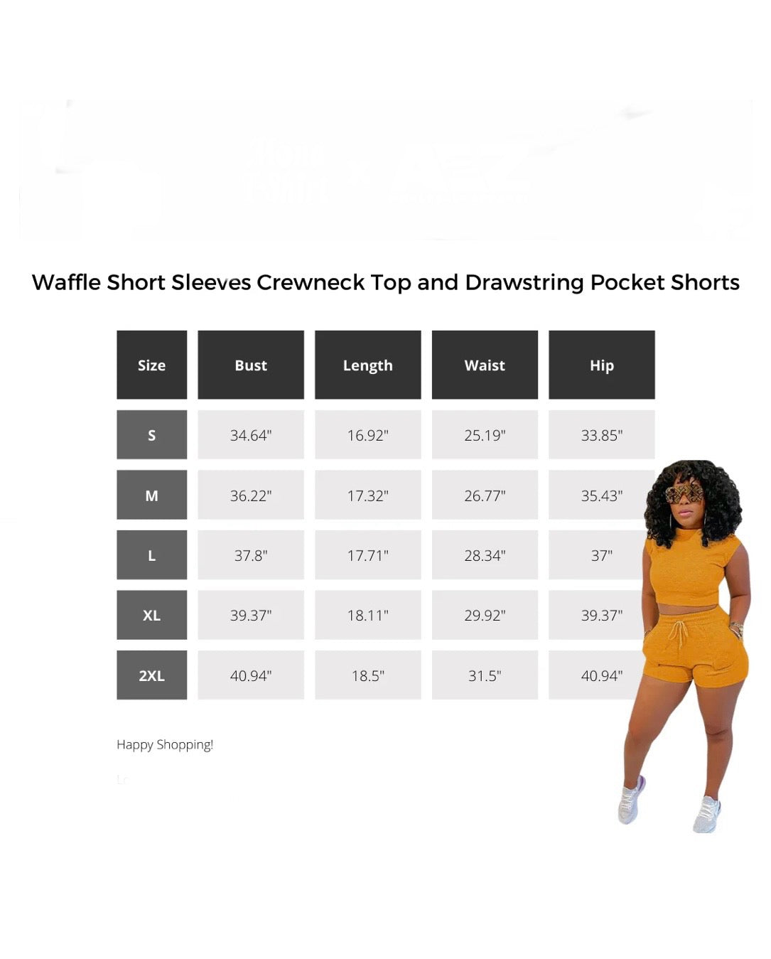 Waffle Short Sleeves Crewneck Top and Drawstring Pocket Shorts set