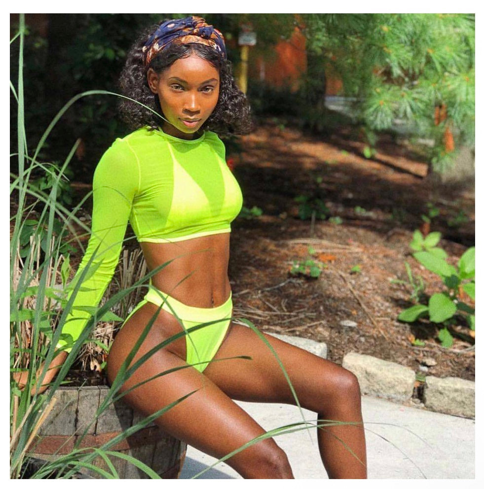 3-Piece Bikini with Long Sleeve Mesh