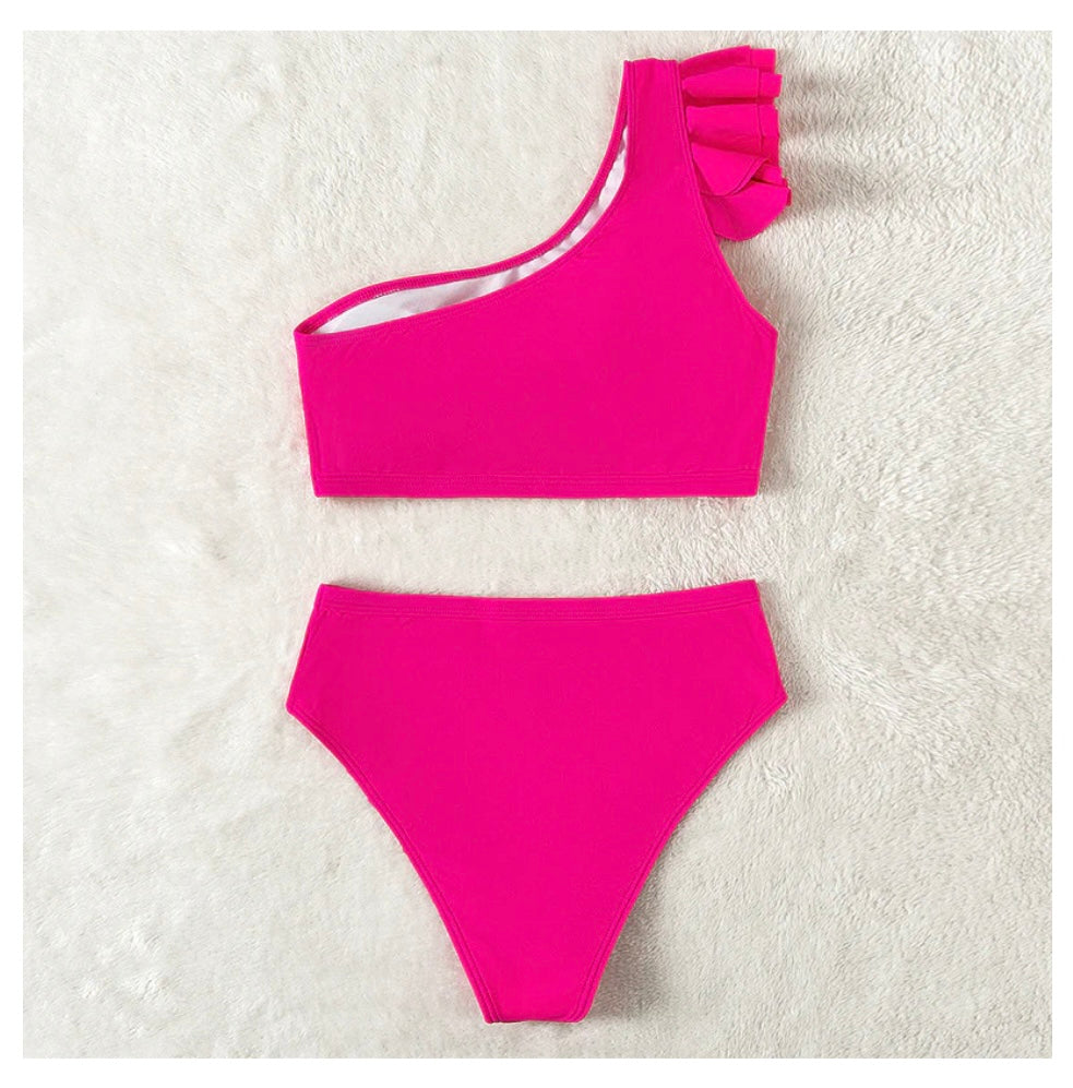 Ruffle Trim Shoulder Bikini