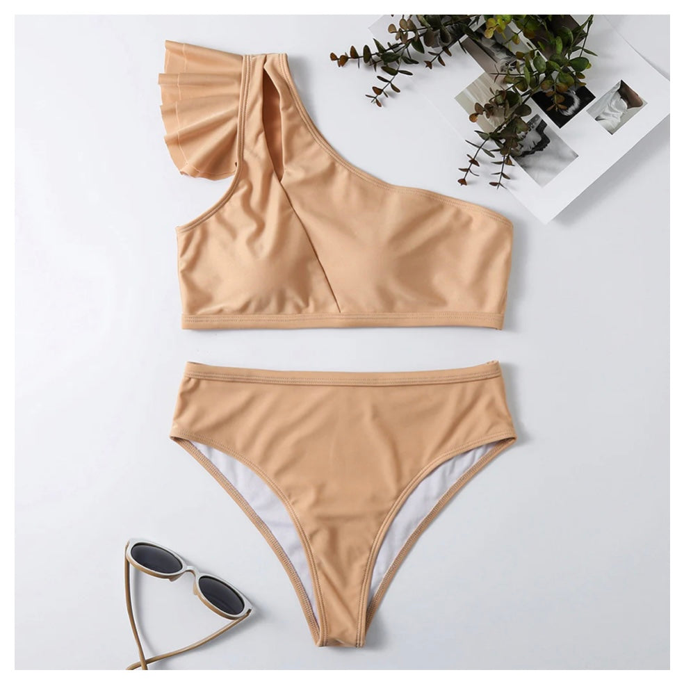 Ruffle Trim Shoulder Bikini