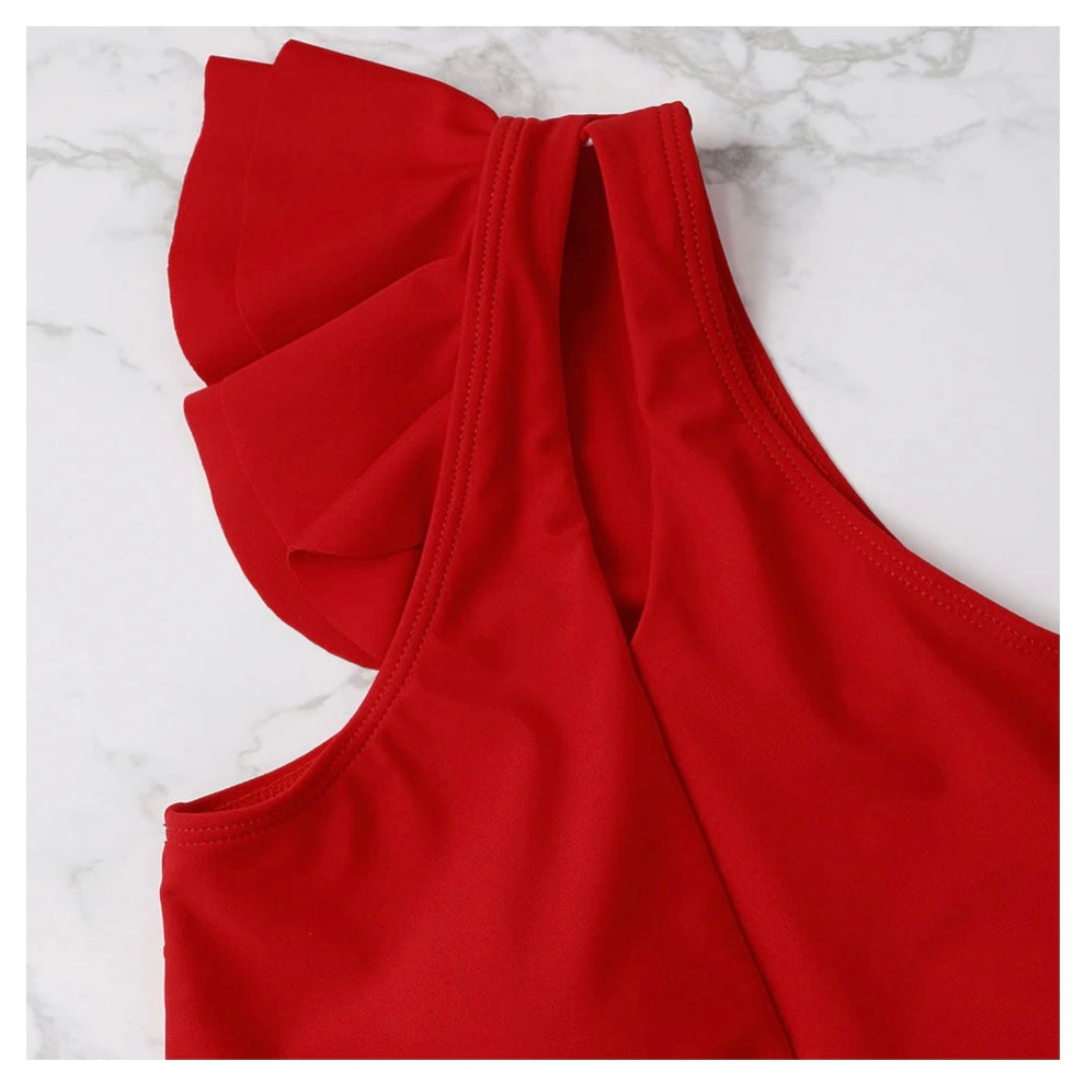 Ruffle Trim Shoulder Bikini