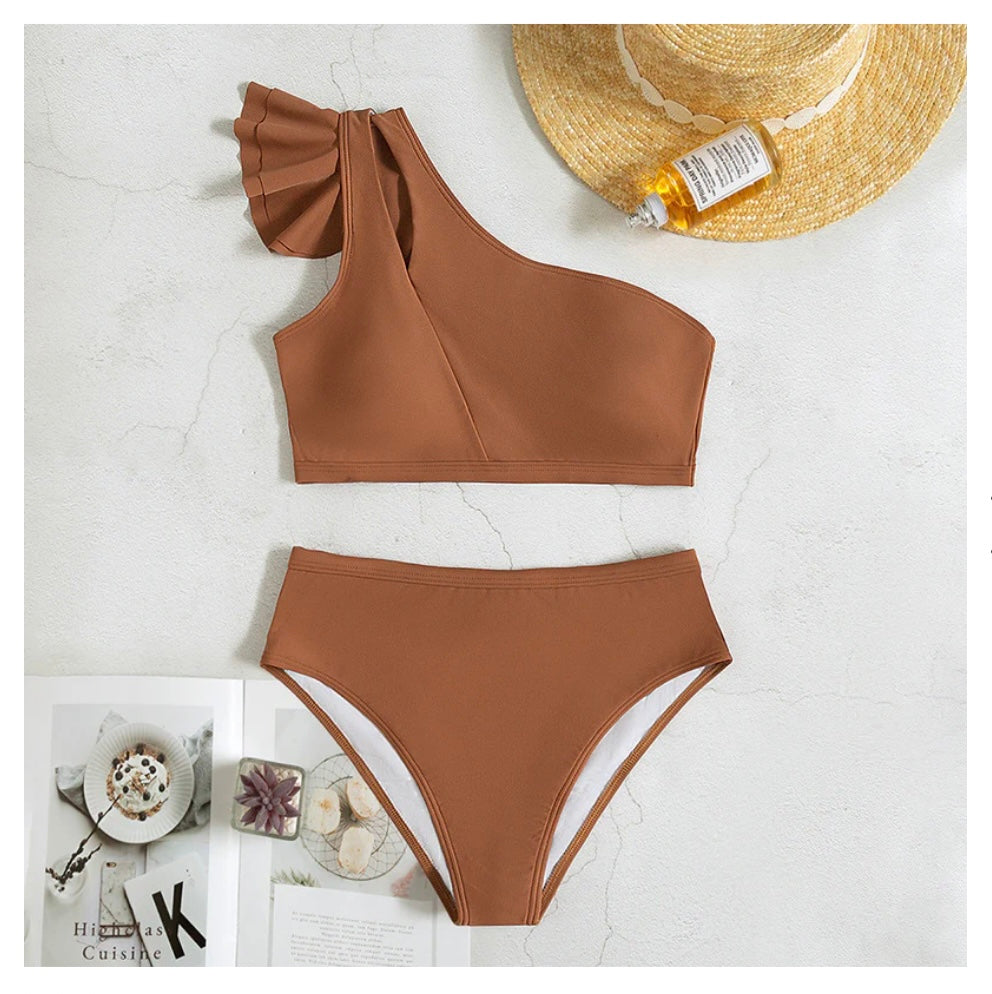 Ruffle Trim Shoulder Bikini