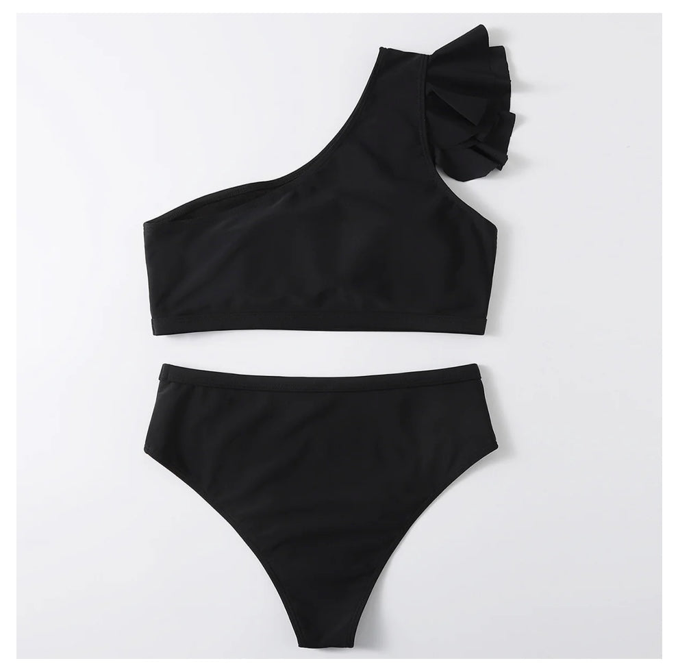 Ruffle Trim Shoulder Bikini
