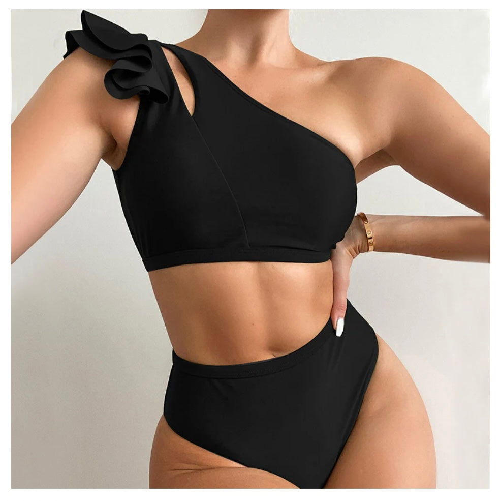 Ruffle Trim Shoulder Bikini