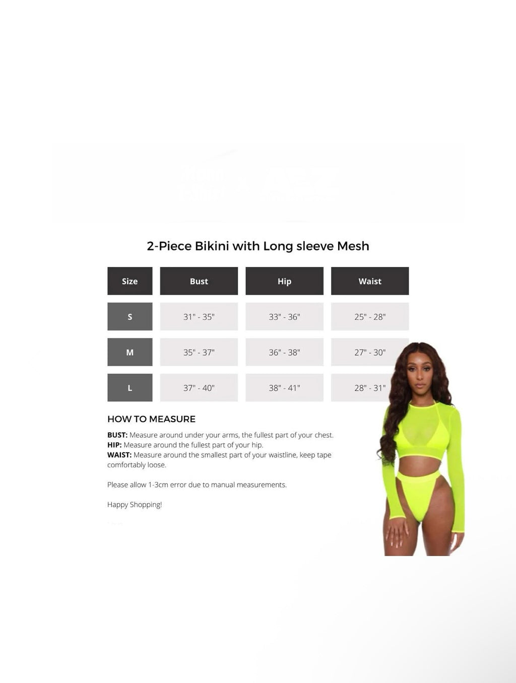 3-Piece Bikini with Long Sleeve Mesh