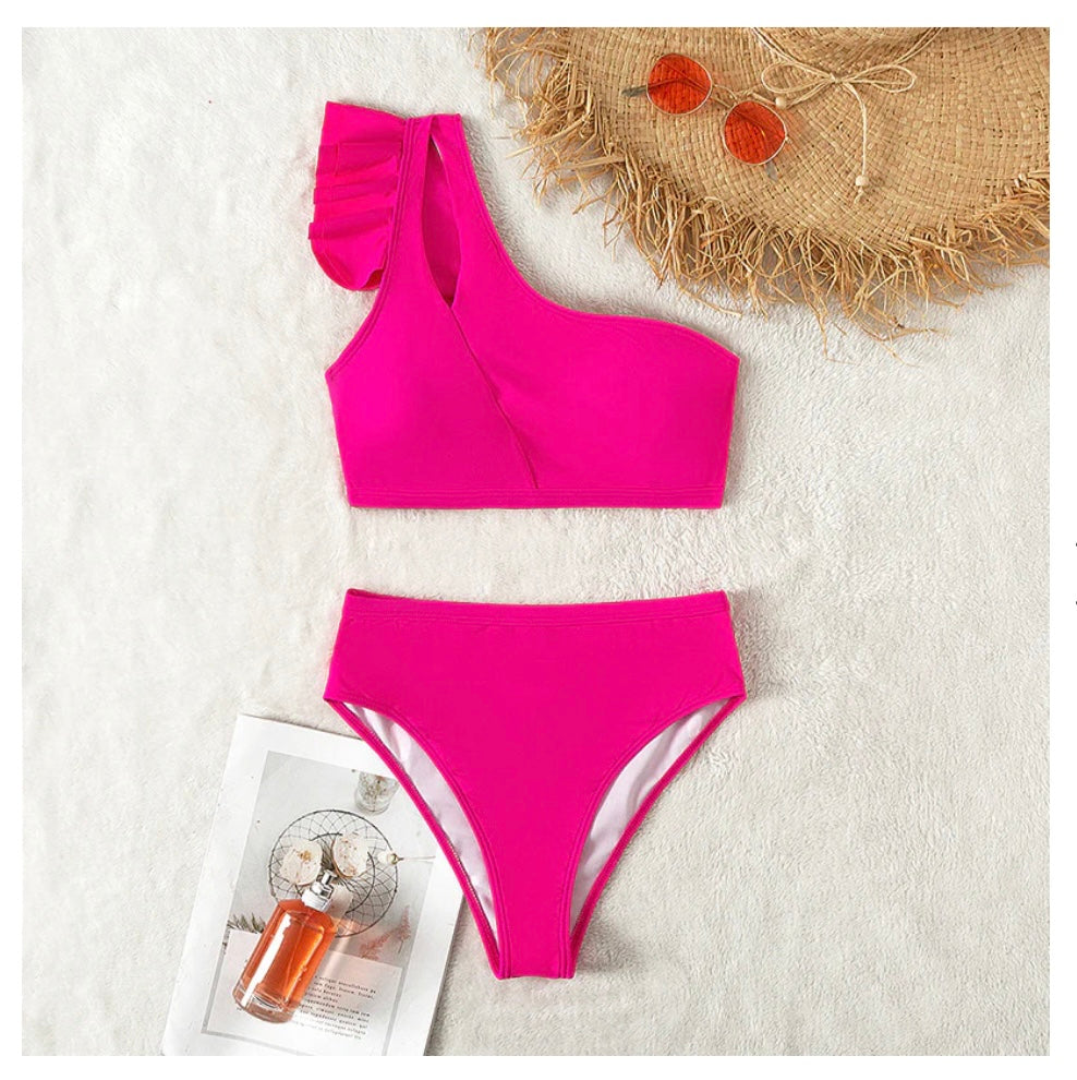Ruffle Trim Shoulder Bikini