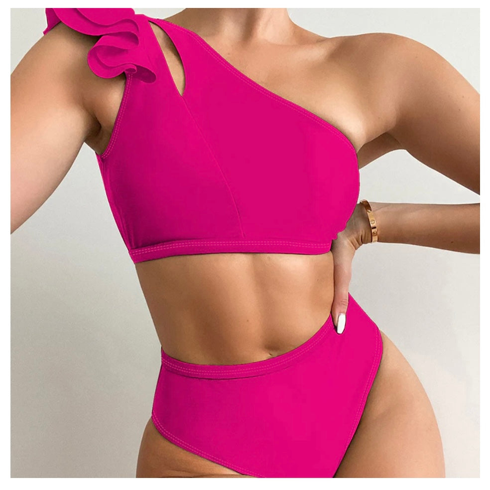 Ruffle Trim Shoulder Bikini