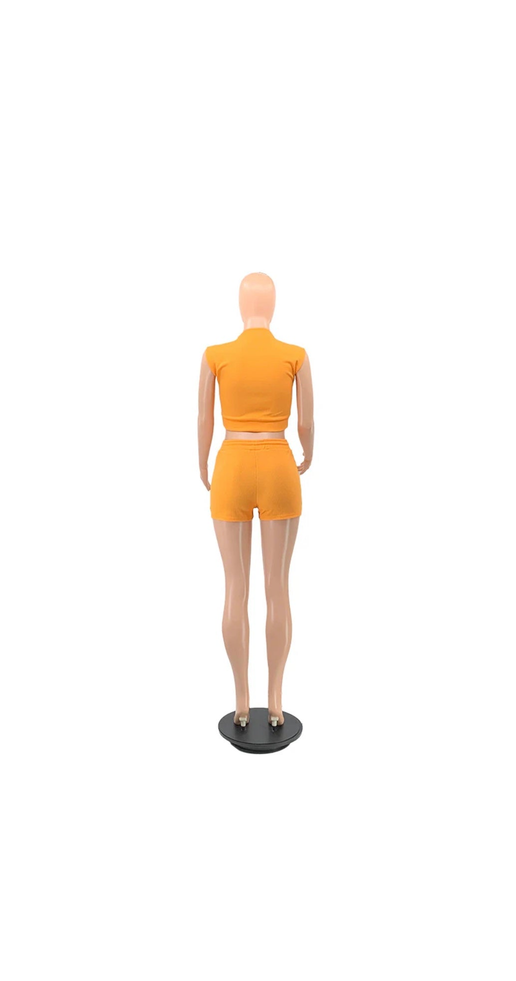 Waffle Short Sleeves Crewneck Top and Drawstring Pocket Shorts set