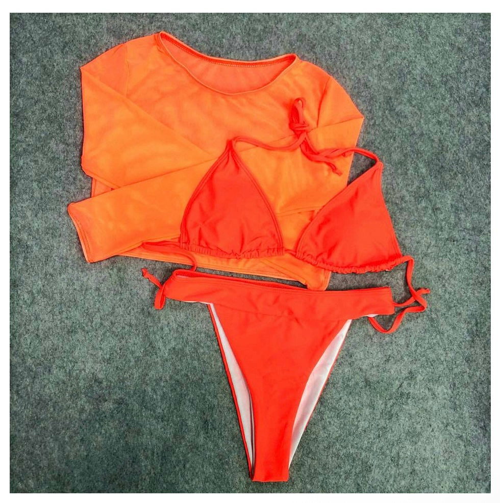 3-Piece Bikini with Long Sleeve Mesh