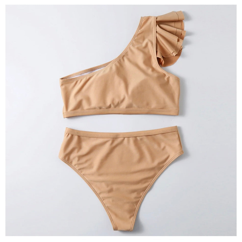 Ruffle Trim Shoulder Bikini