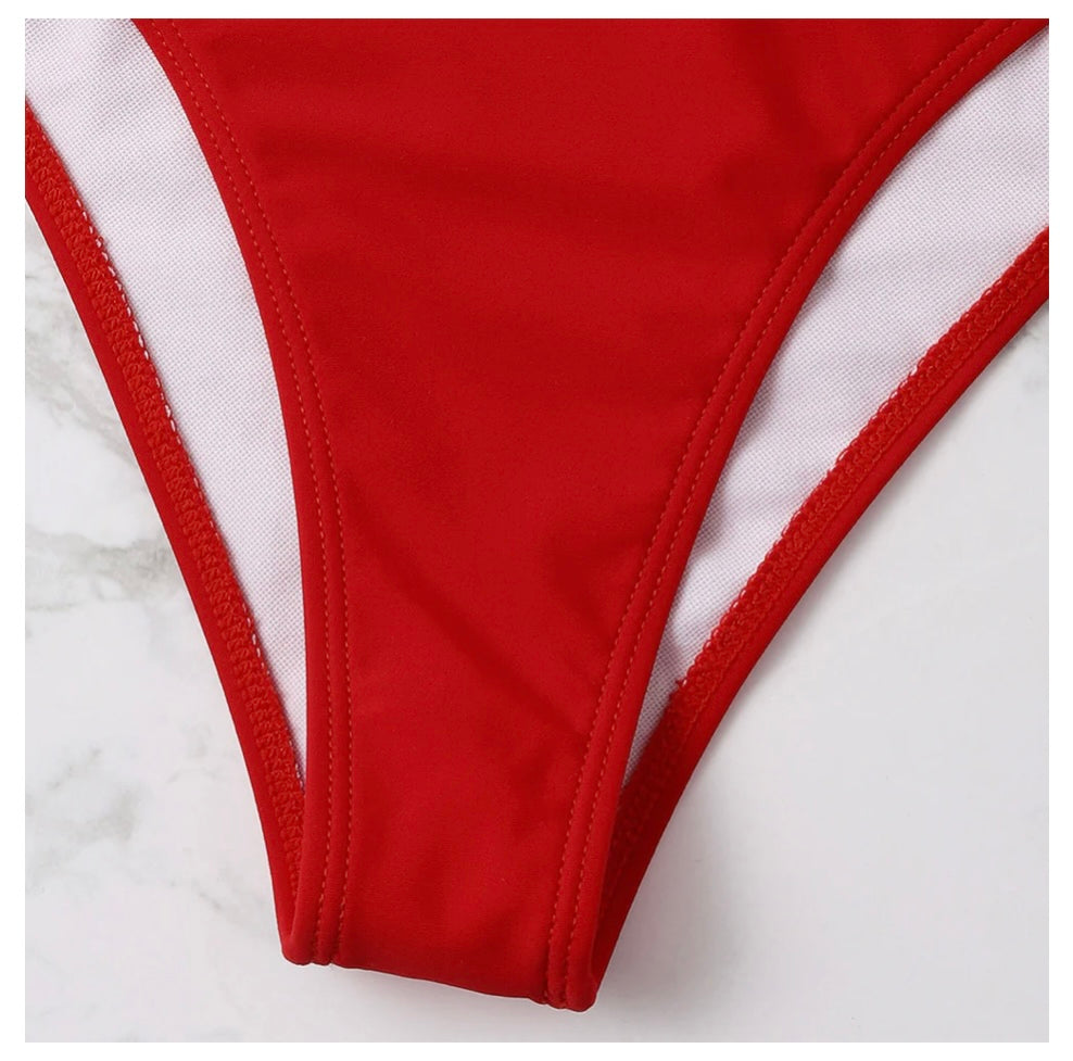 Ruffle Trim Shoulder Bikini