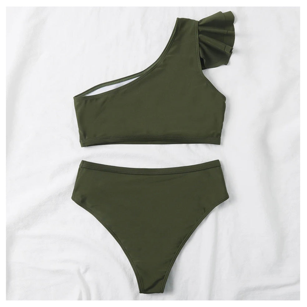 Ruffle Trim Shoulder Bikini