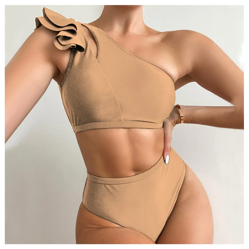 Ruffle Trim Shoulder Bikini
